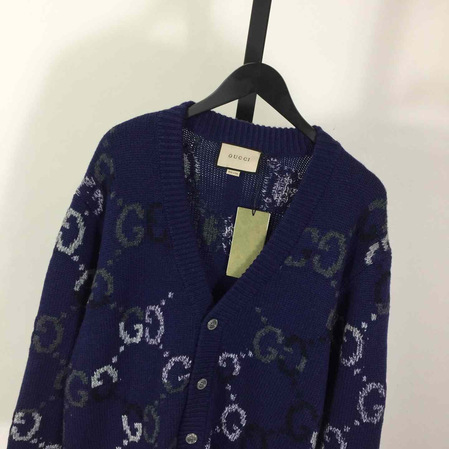 Gucci Wool Cardigan With GG Intarsia - EUR FASHION