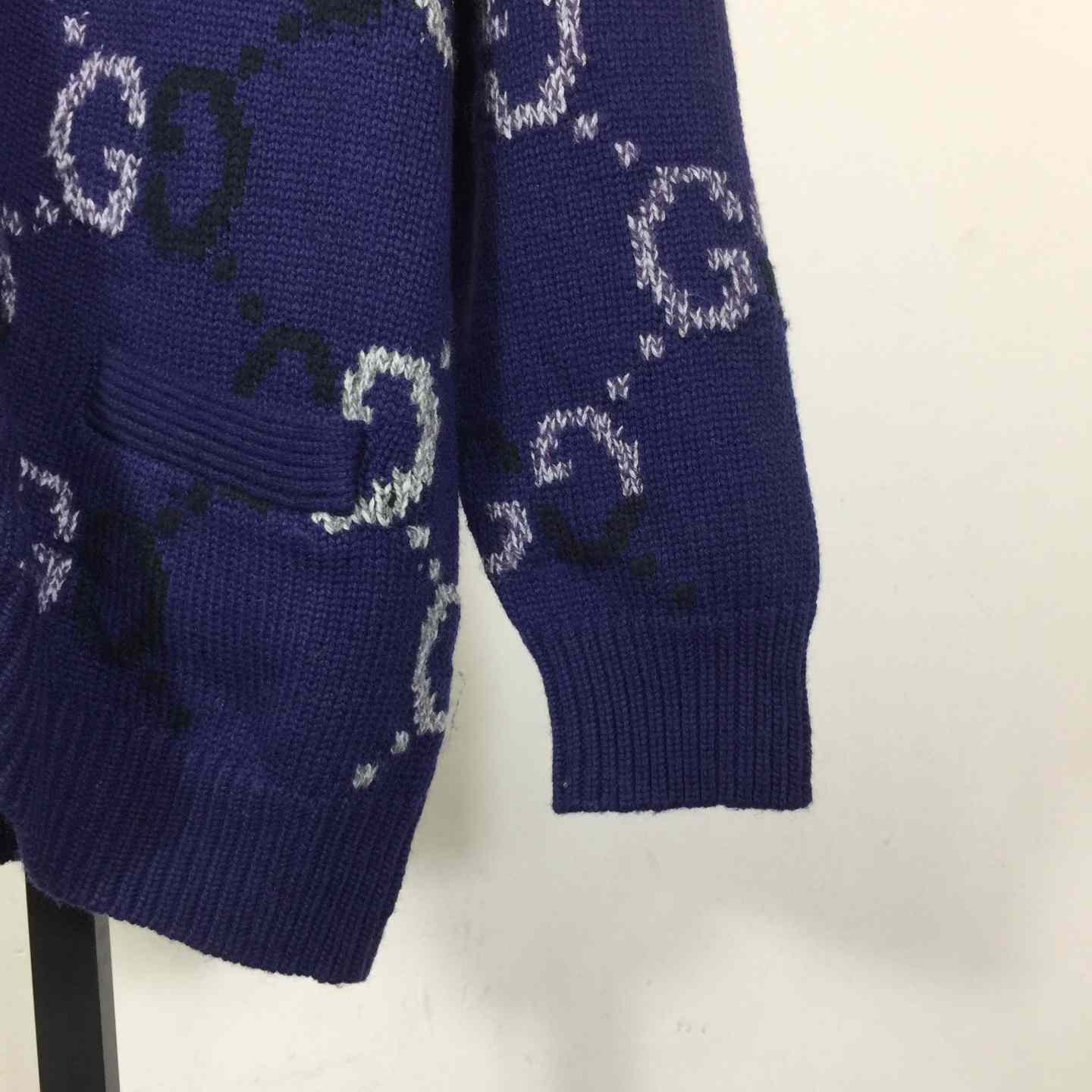 Gucci Wool Cardigan With GG Intarsia - EUR FASHION
