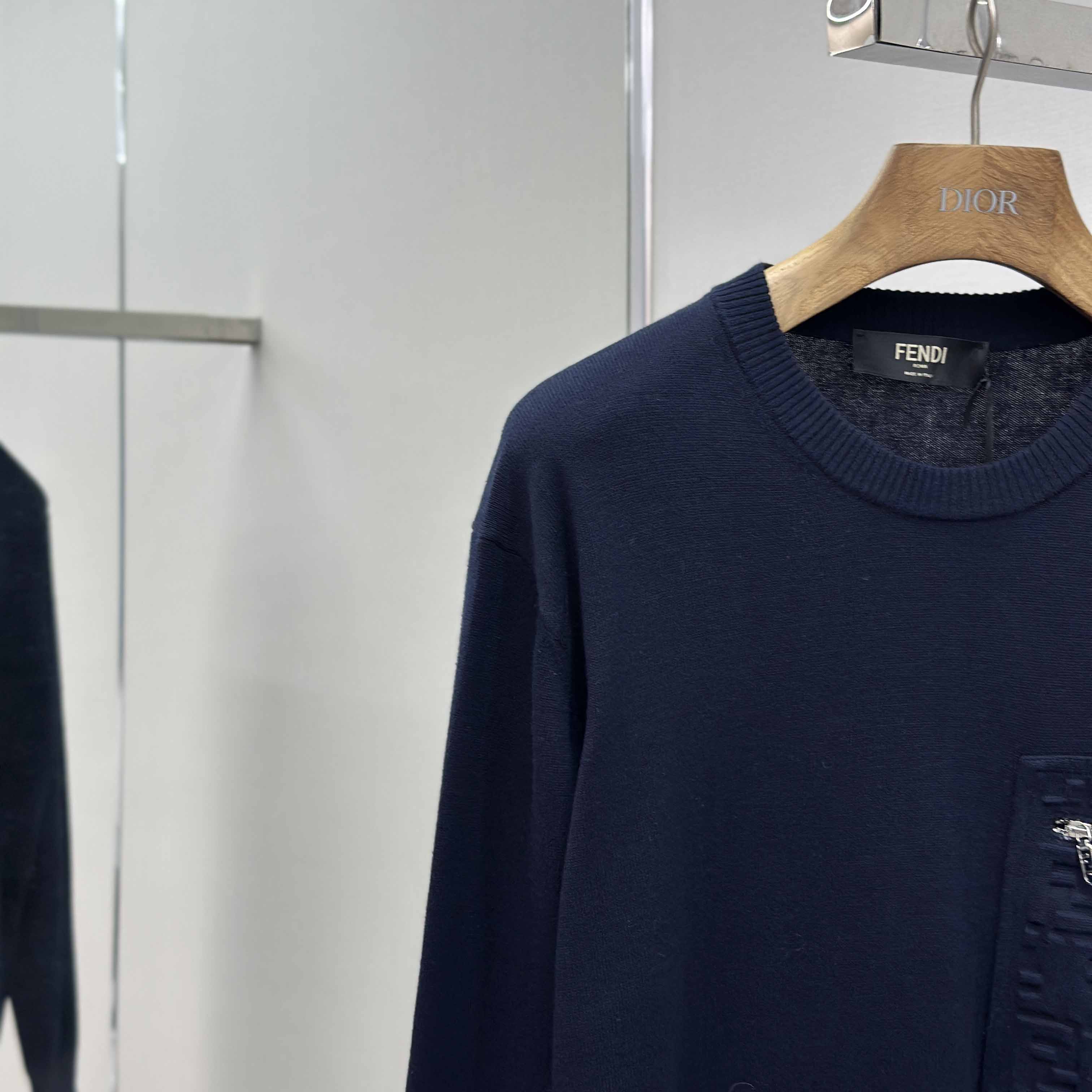 Fendi Navy Blue Wool Jumper - EUR FASHION