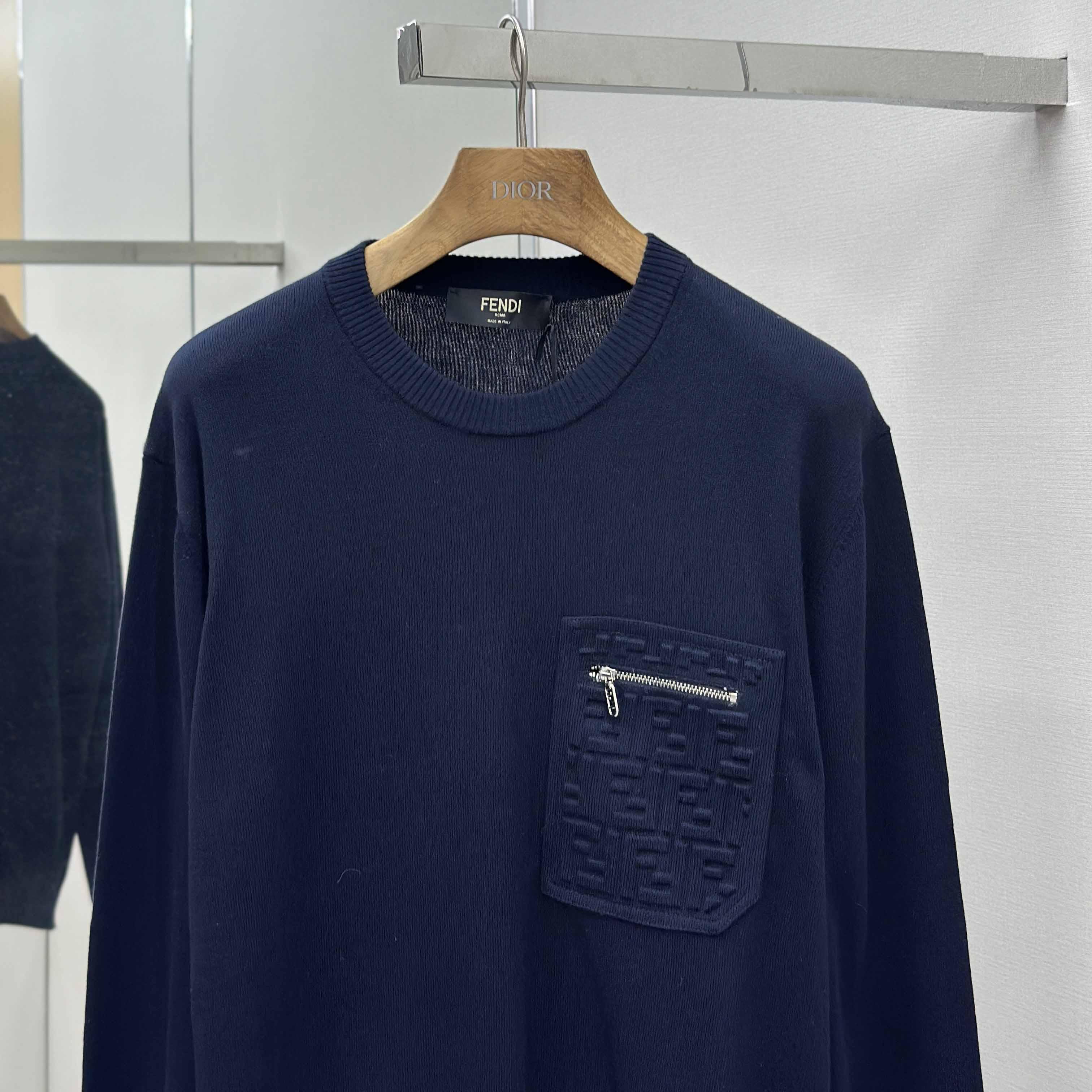 Fendi Navy Blue Wool Jumper - EUR FASHION