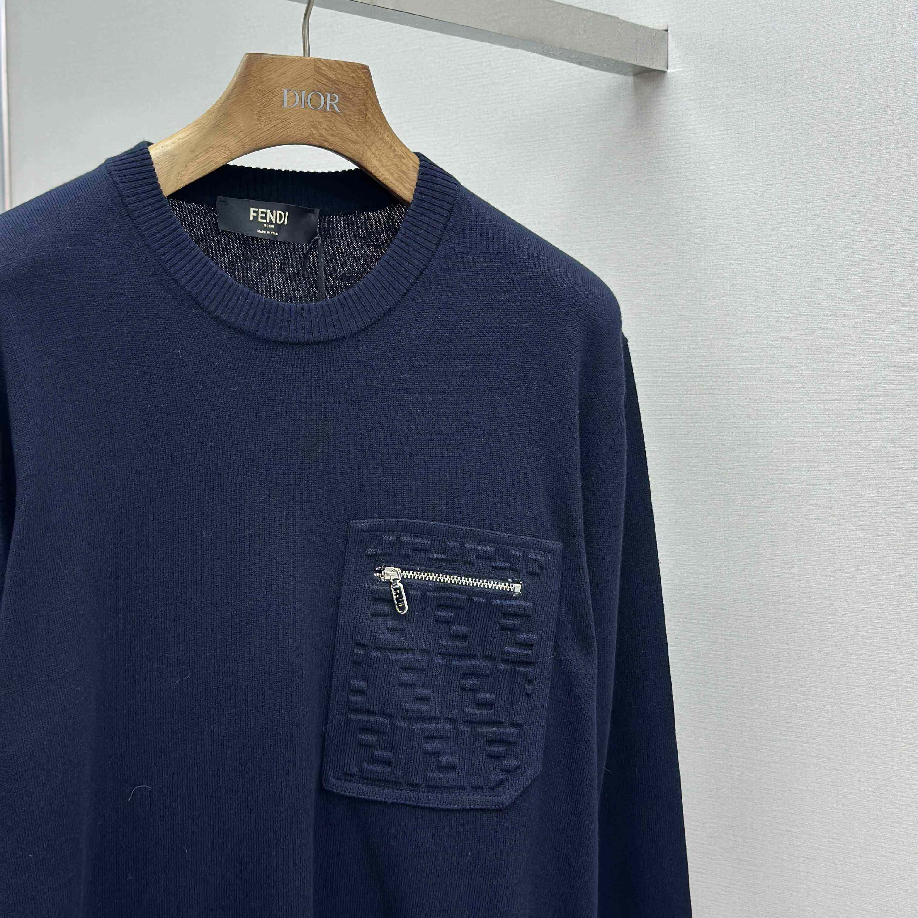 Fendi Navy Blue Wool Jumper - EUR FASHION