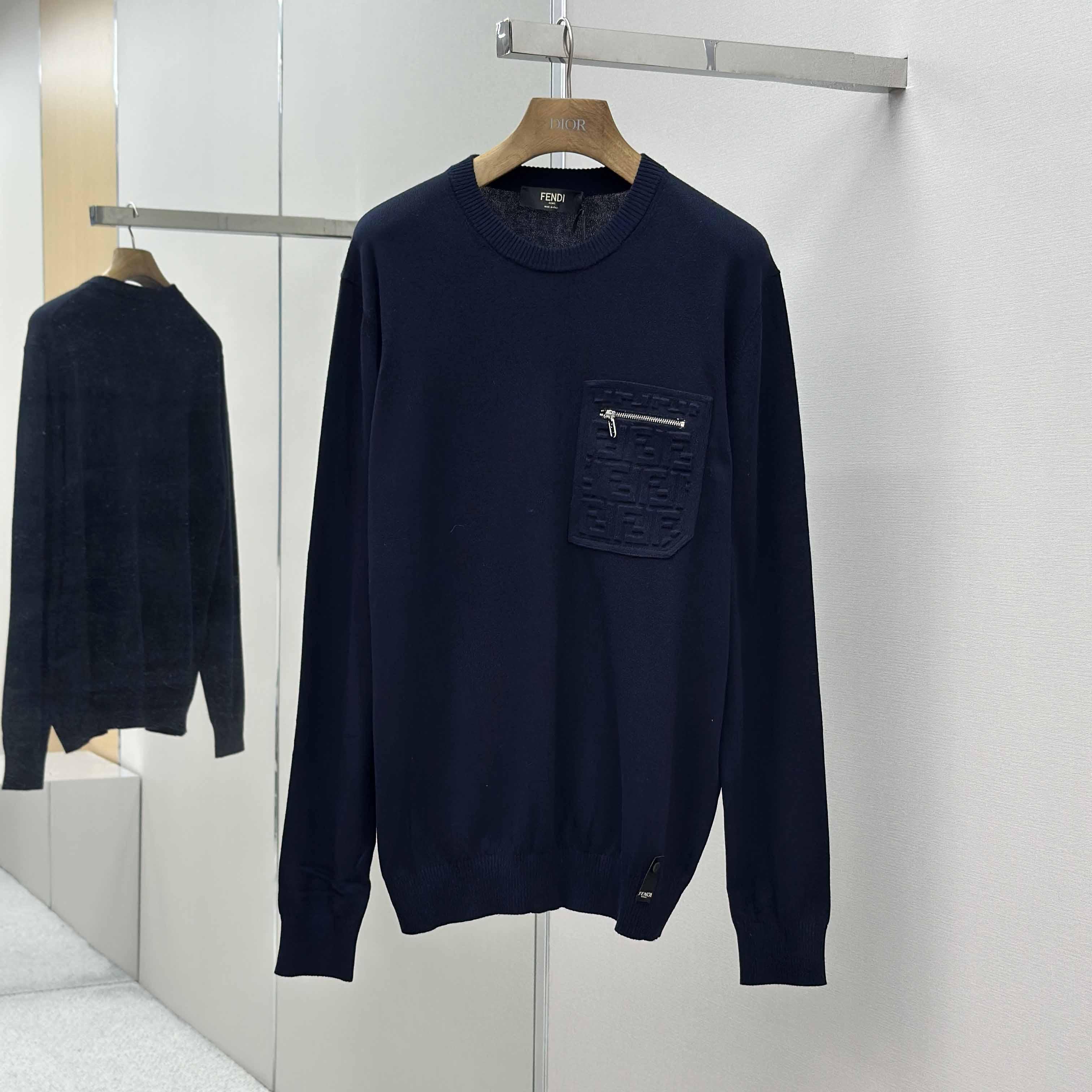 Fendi Navy Blue Wool Jumper - EUR FASHION