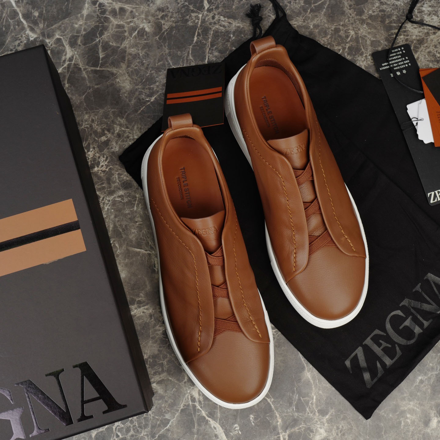 Zegna Beige Secondskin Triple Stitch™ Sneakers - EUR FASHION