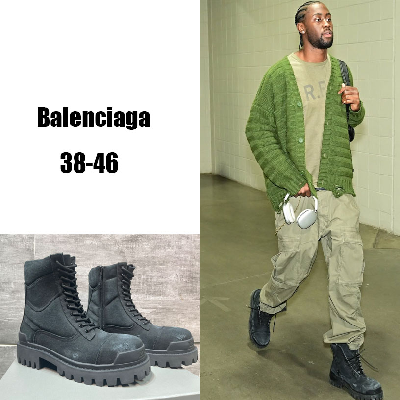 Balenciaga Combat Strike 20mm Boot In Black Cotton Canvas - EUR FASHION
