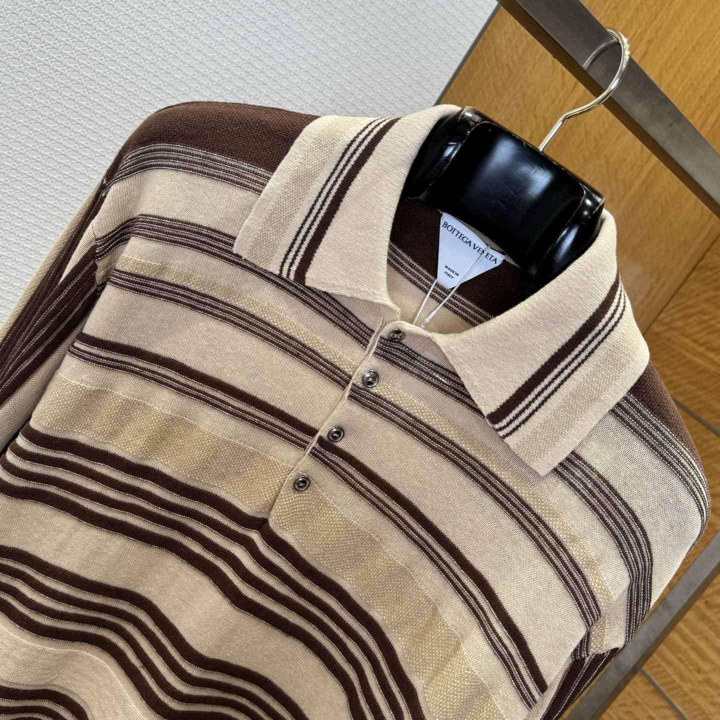 Bottega Veneta Men's Striped Linen-Blend Polo Shirt - EUR FASHION