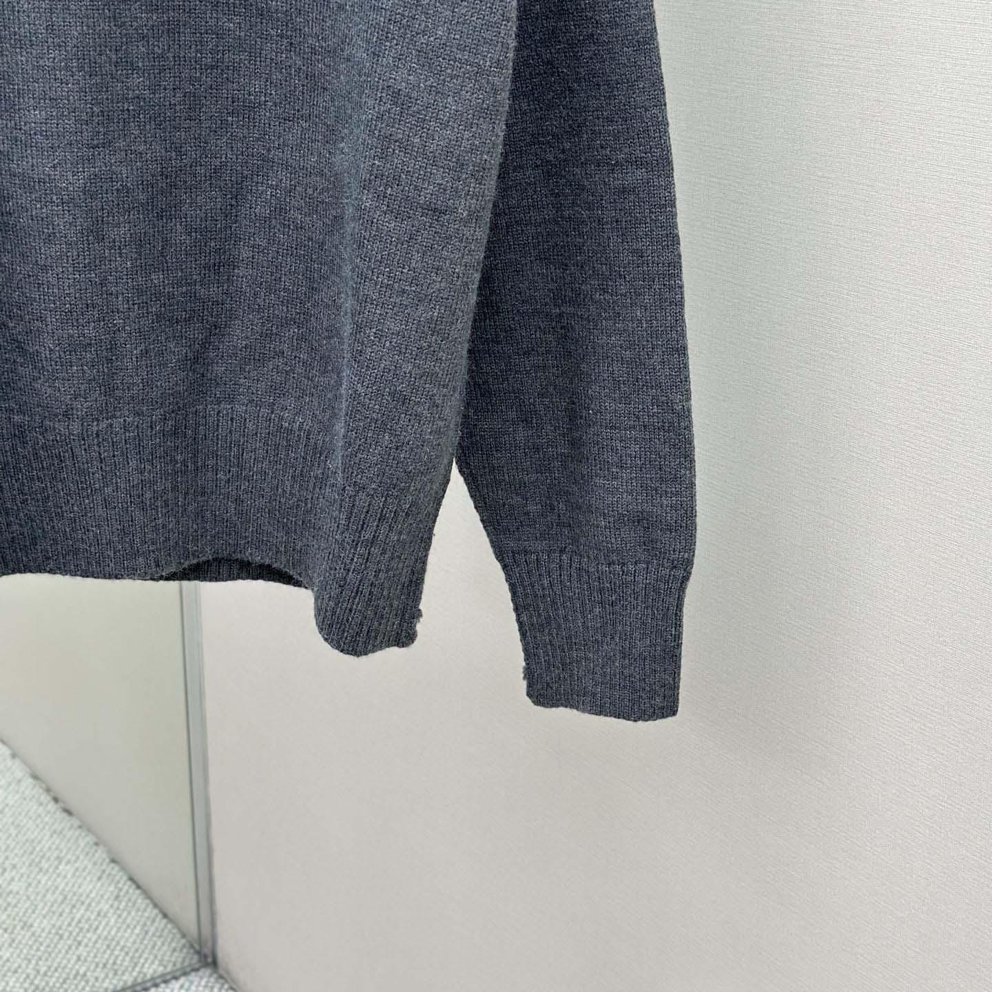 AMI Paris Grey Wool Ami De Coeur Polo - EUR FASHION