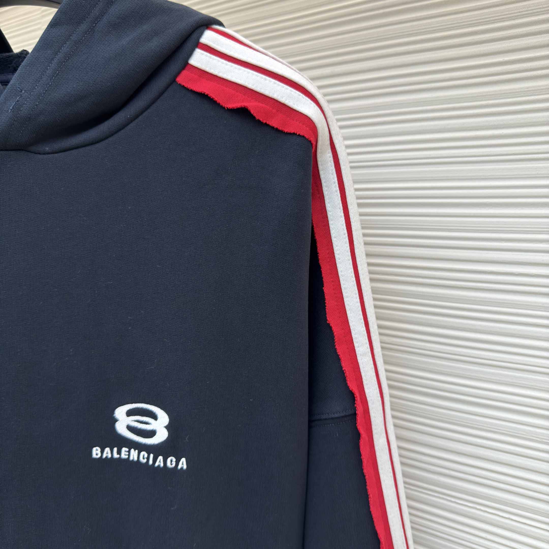 Balenciaga Unity Sports Icon Large Hoodie in faded black and white dry fleece - EUR FASHION