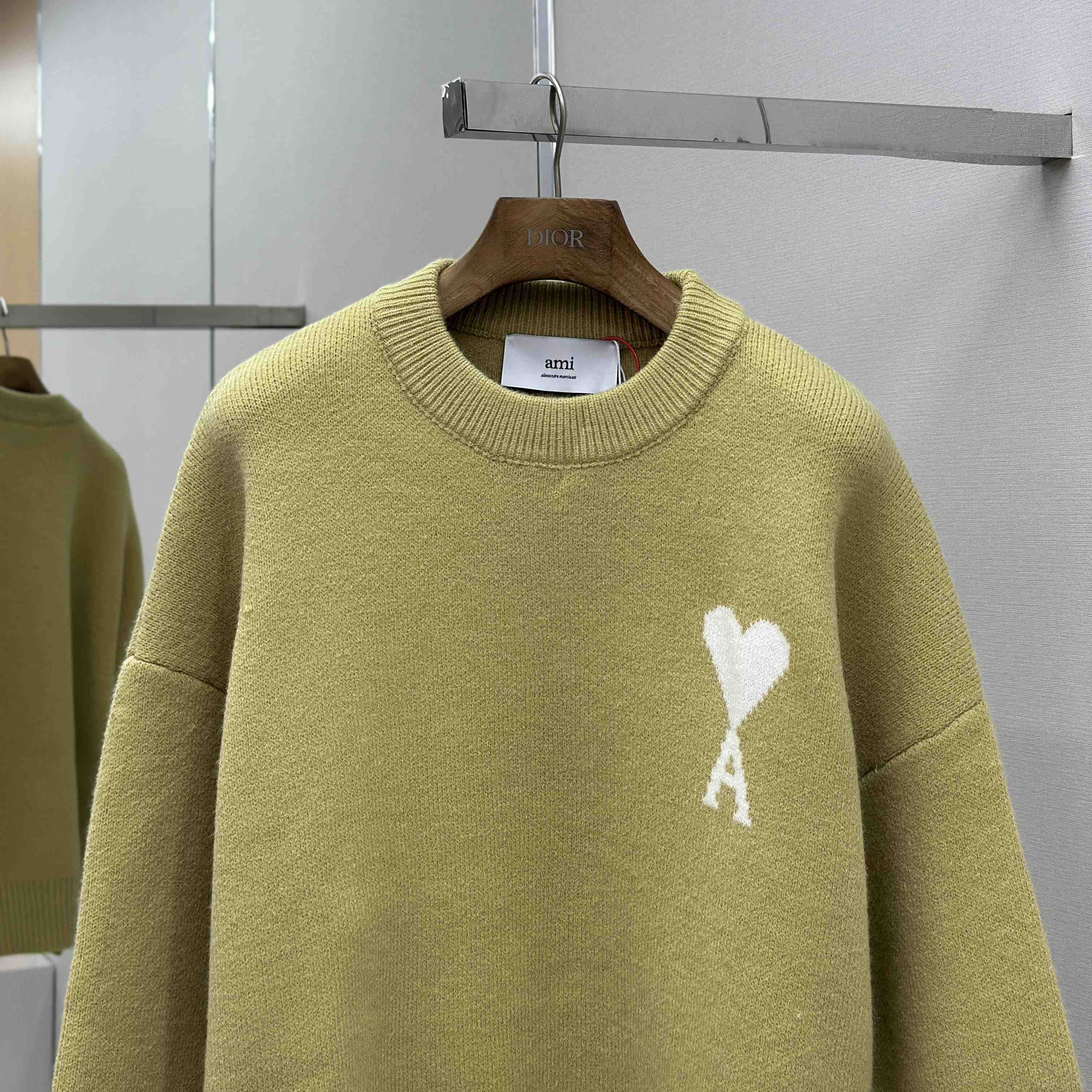 AMI Paris Yellow Alpaca Ami De Coeur Crewneck Sweater - EUR FASHION