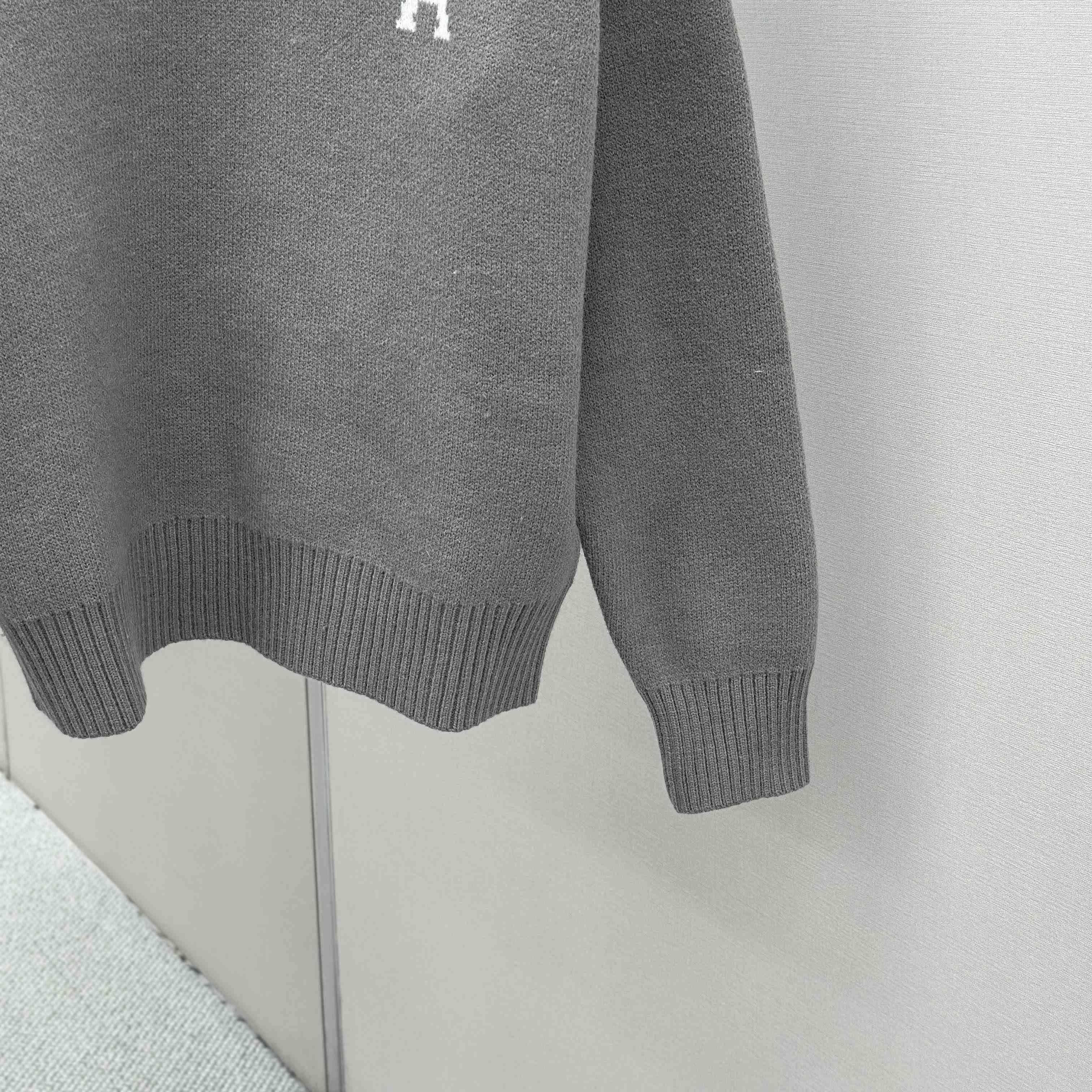 AMI Paris Grey Alpaca Ami De Coeur Crewneck Sweater  - EUR FASHION