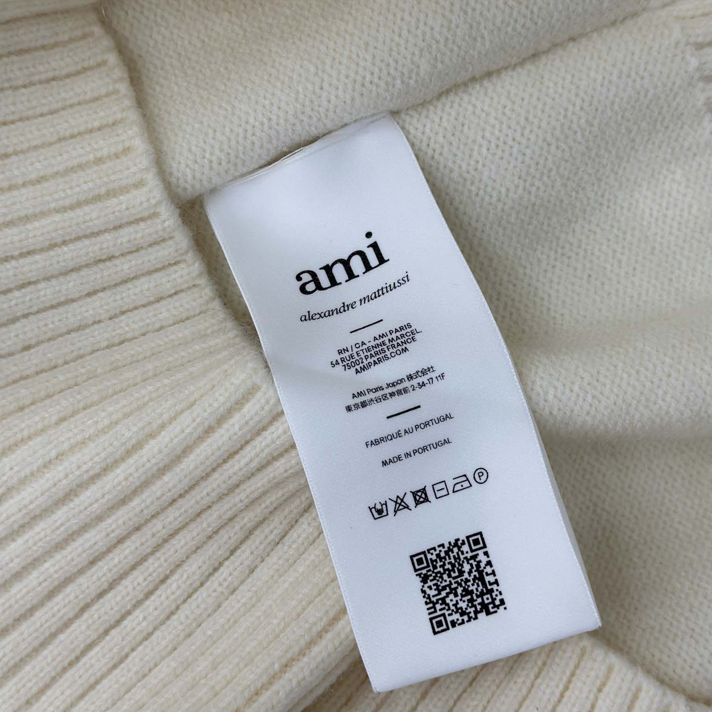 AMI Paris White Wool Ami De Coeur Polo - EUR FASHION