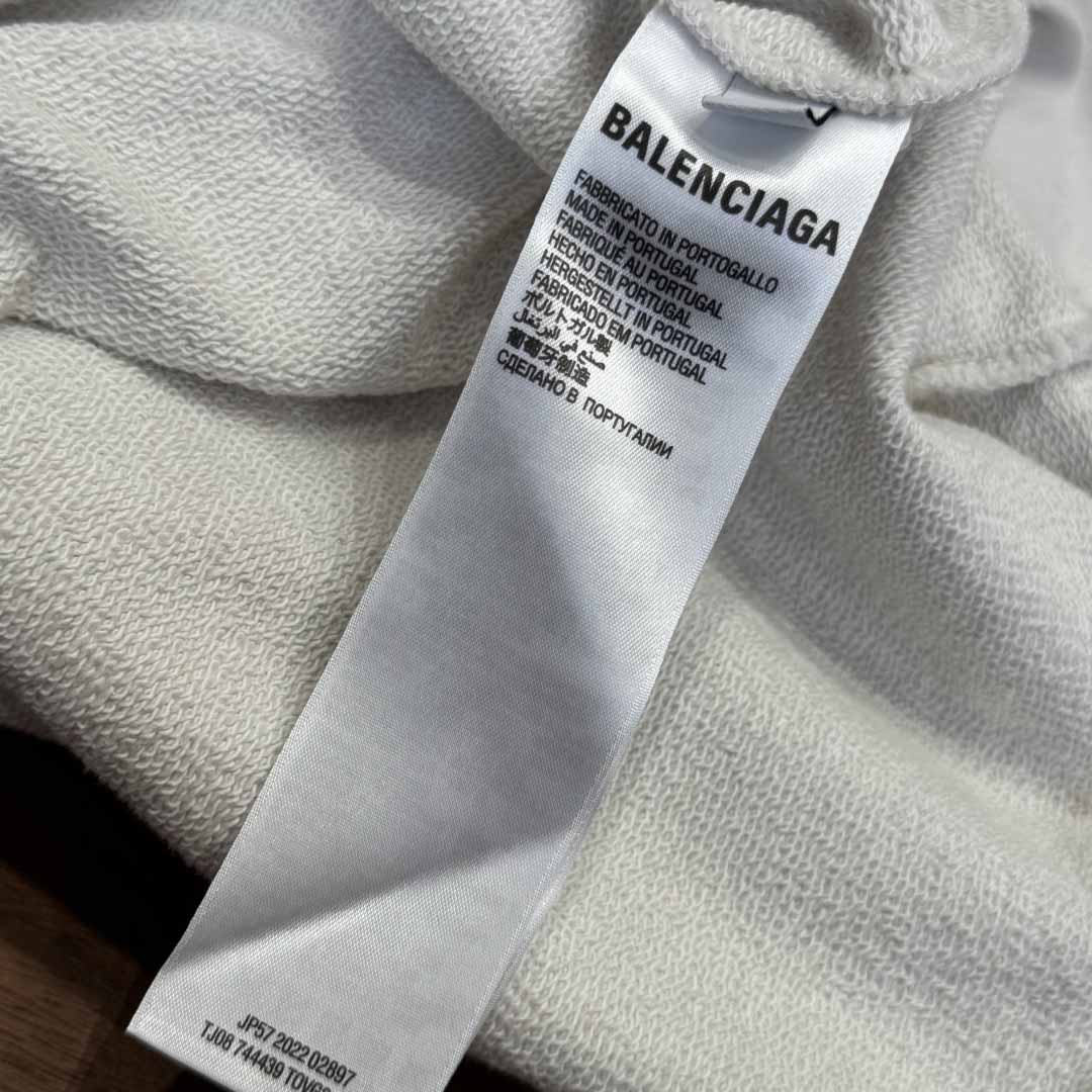Balenciaga Back Zip-Up Hoodie Regular Fit In Dirty White And Blue Dry Fleece - EUR FASHION