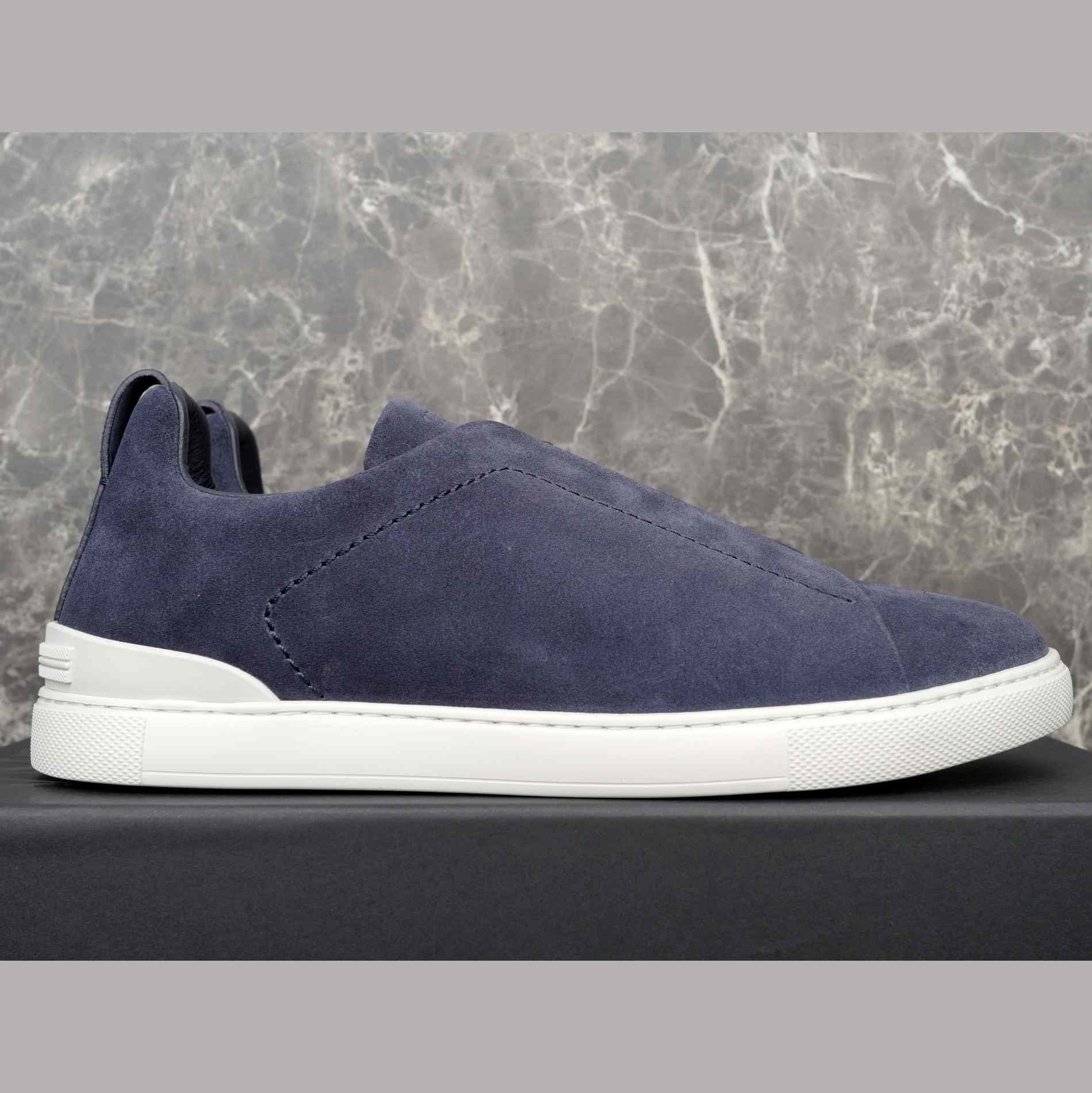 Zegna Utility Blue suede Triple Stitch™ Sneakers - EUR FASHION