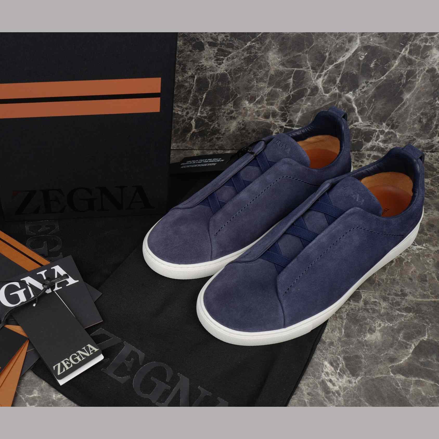 Zegna Utility Blue suede Triple Stitch™ Sneakers - EUR FASHION
