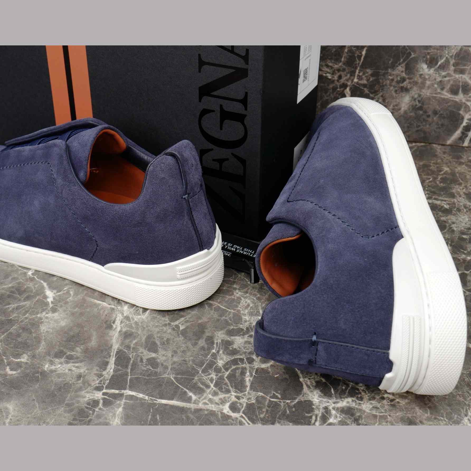 Zegna Utility Blue suede Triple Stitch™ Sneakers - EUR FASHION