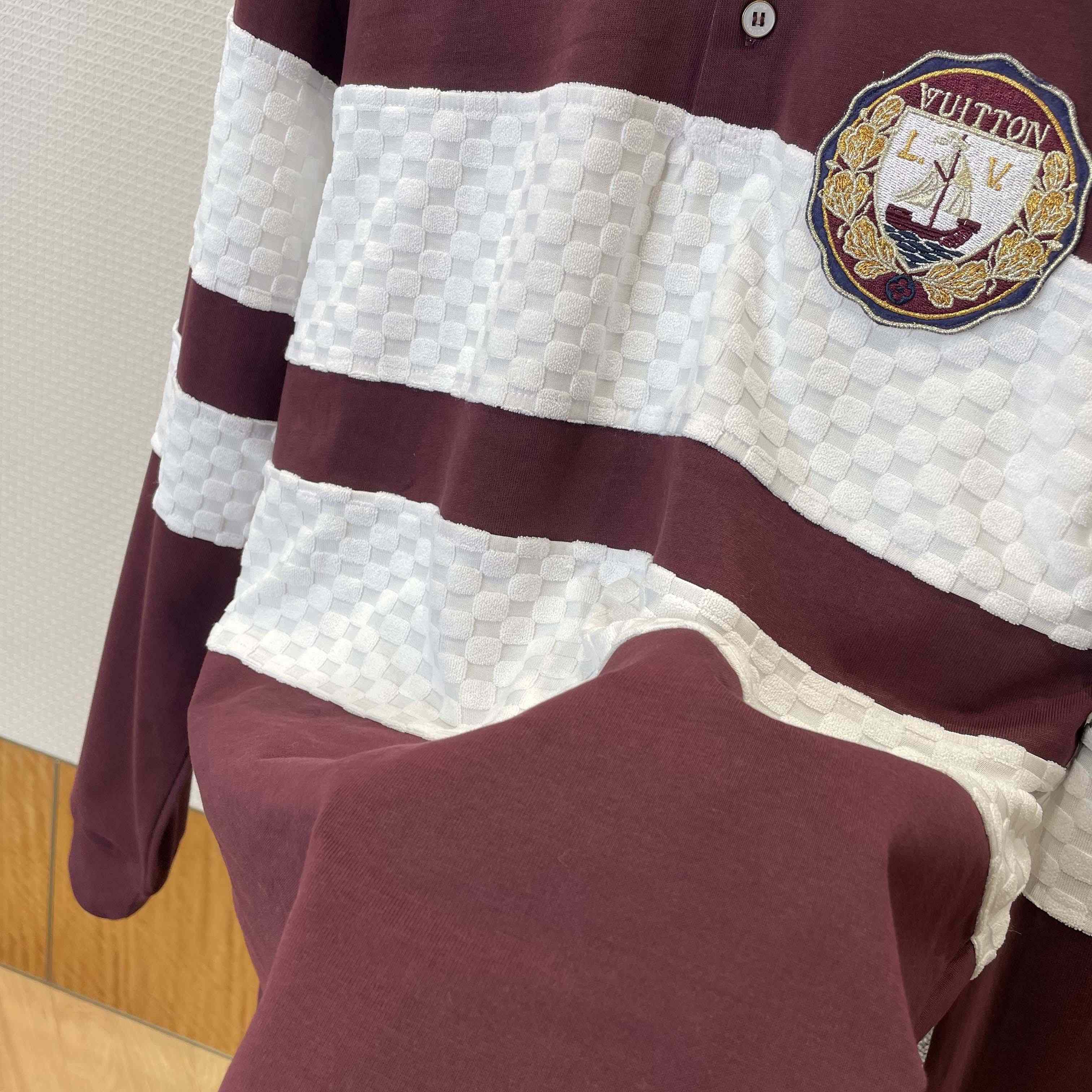 Louis Vuitton Damier Striped Long-Sleeved Polo Shirt   1AIKBY - EUR FASHION