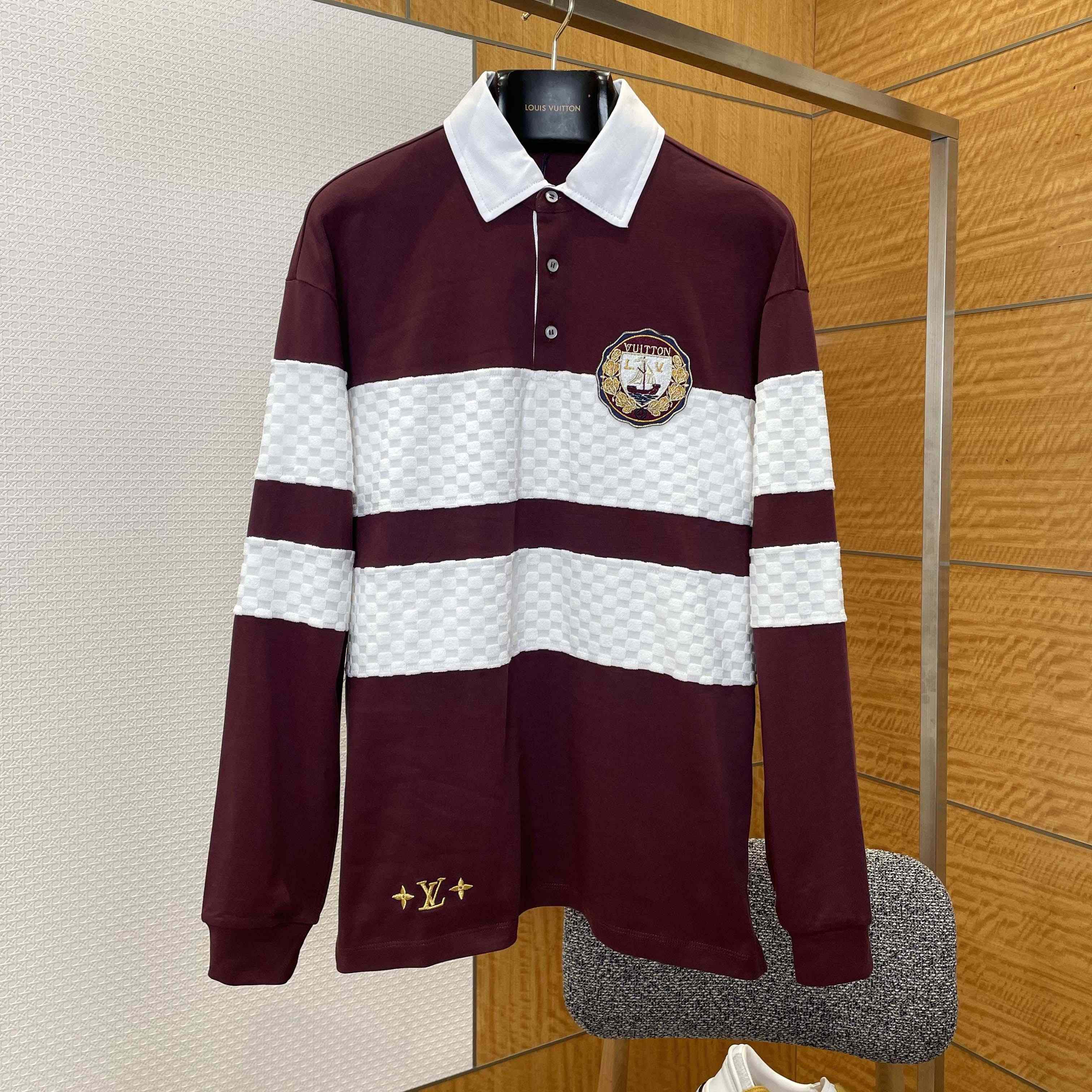 Louis Vuitton Damier Striped Long-Sleeved Polo Shirt   1AIKBY - EUR FASHION