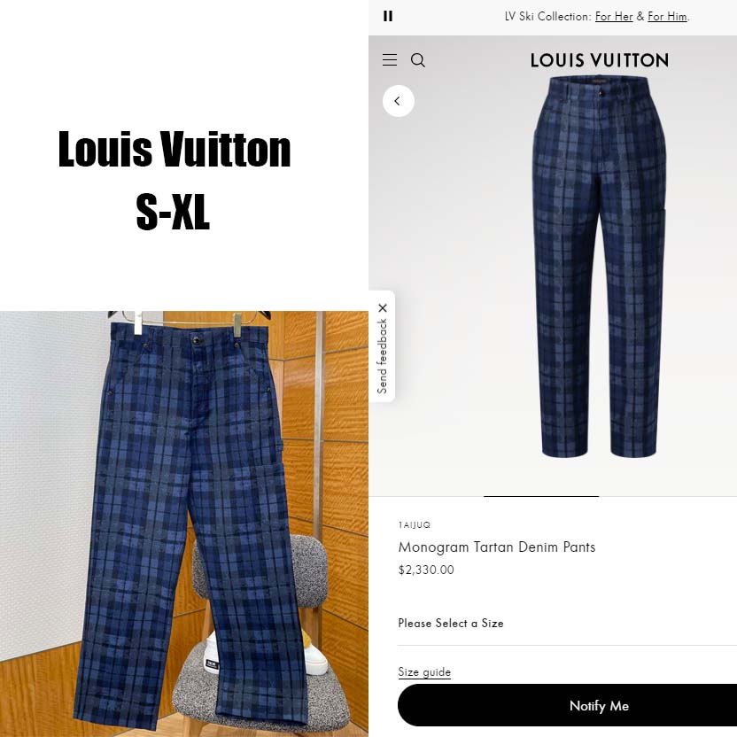 Louis Vuitton Monogram Tartan Denim Pants   1AIJUQ - EUR FASHION