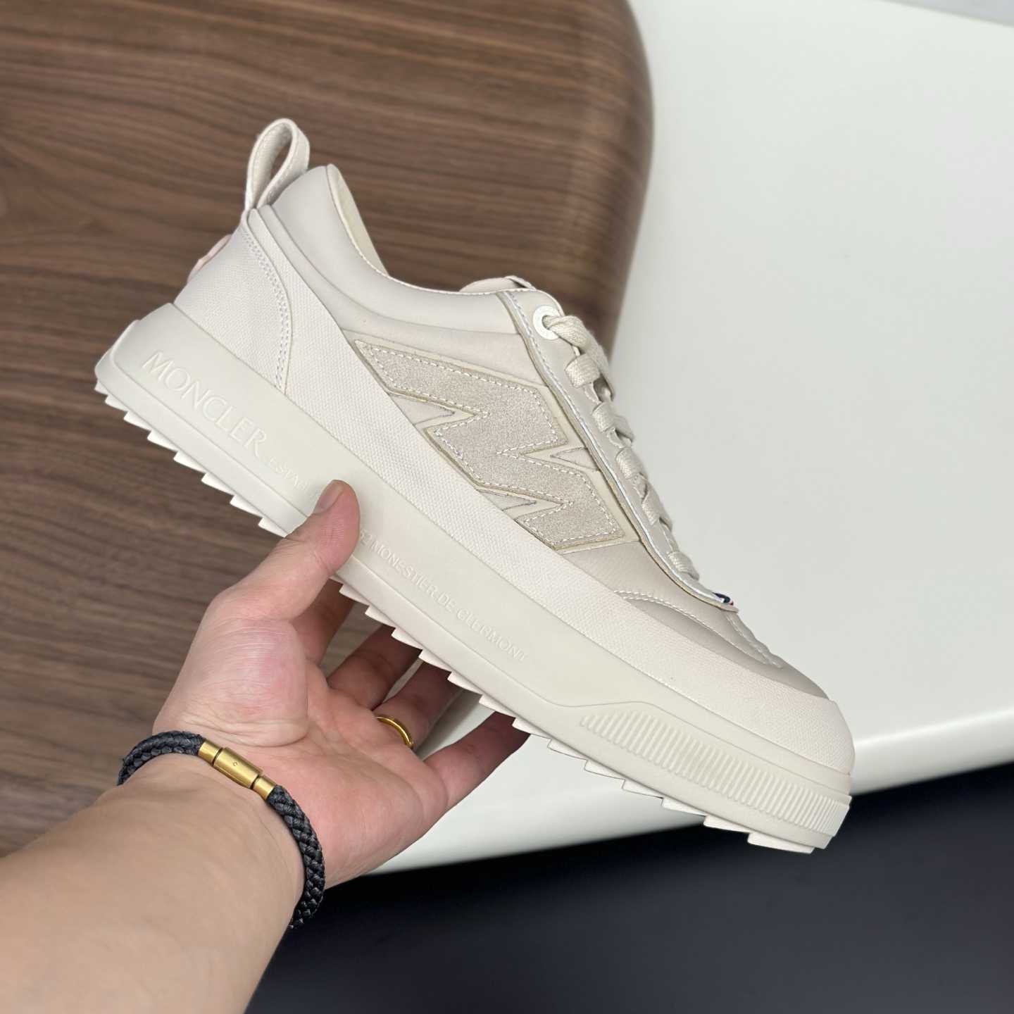 Moncler Men's White Altive Nubuck Suede Sneakers - EUR FASHION