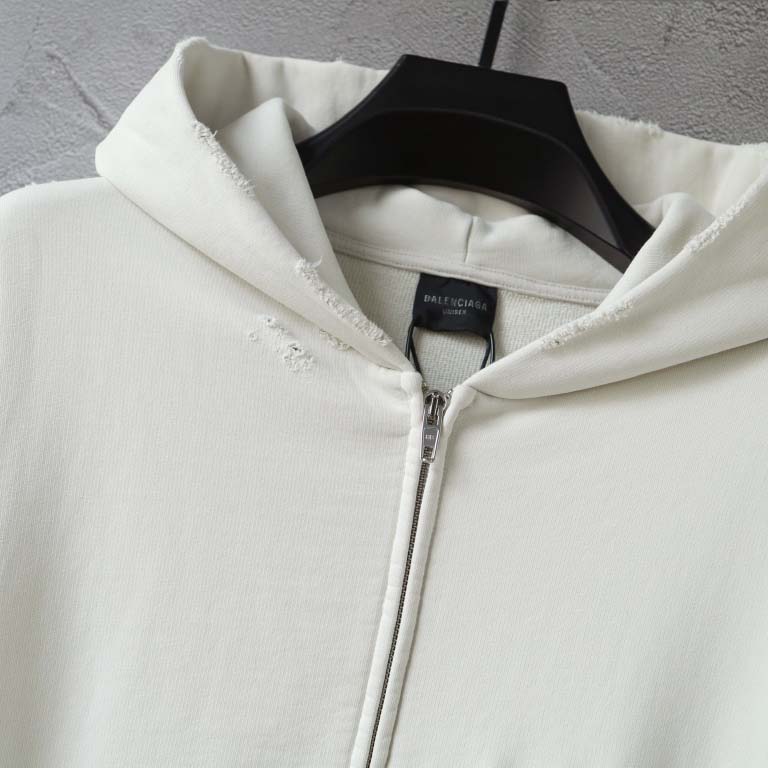 Balenciaga Back Zip-Up Hoodie Regular Fit in dirty white and blue - EUR FASHION