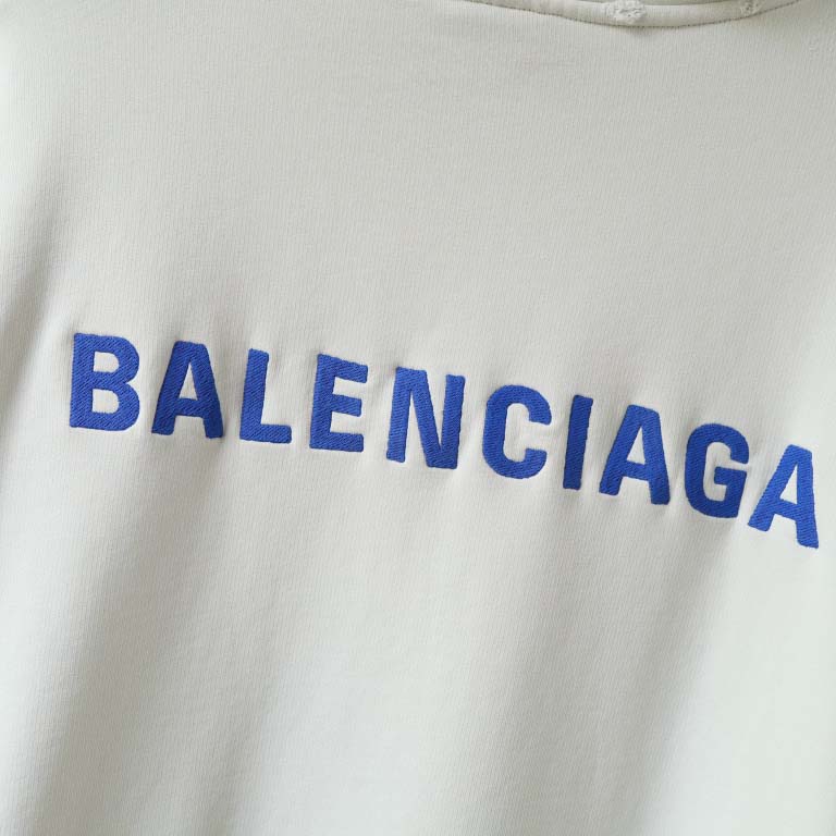 Balenciaga Back Zip-Up Hoodie Regular Fit in dirty white and blue - EUR FASHION