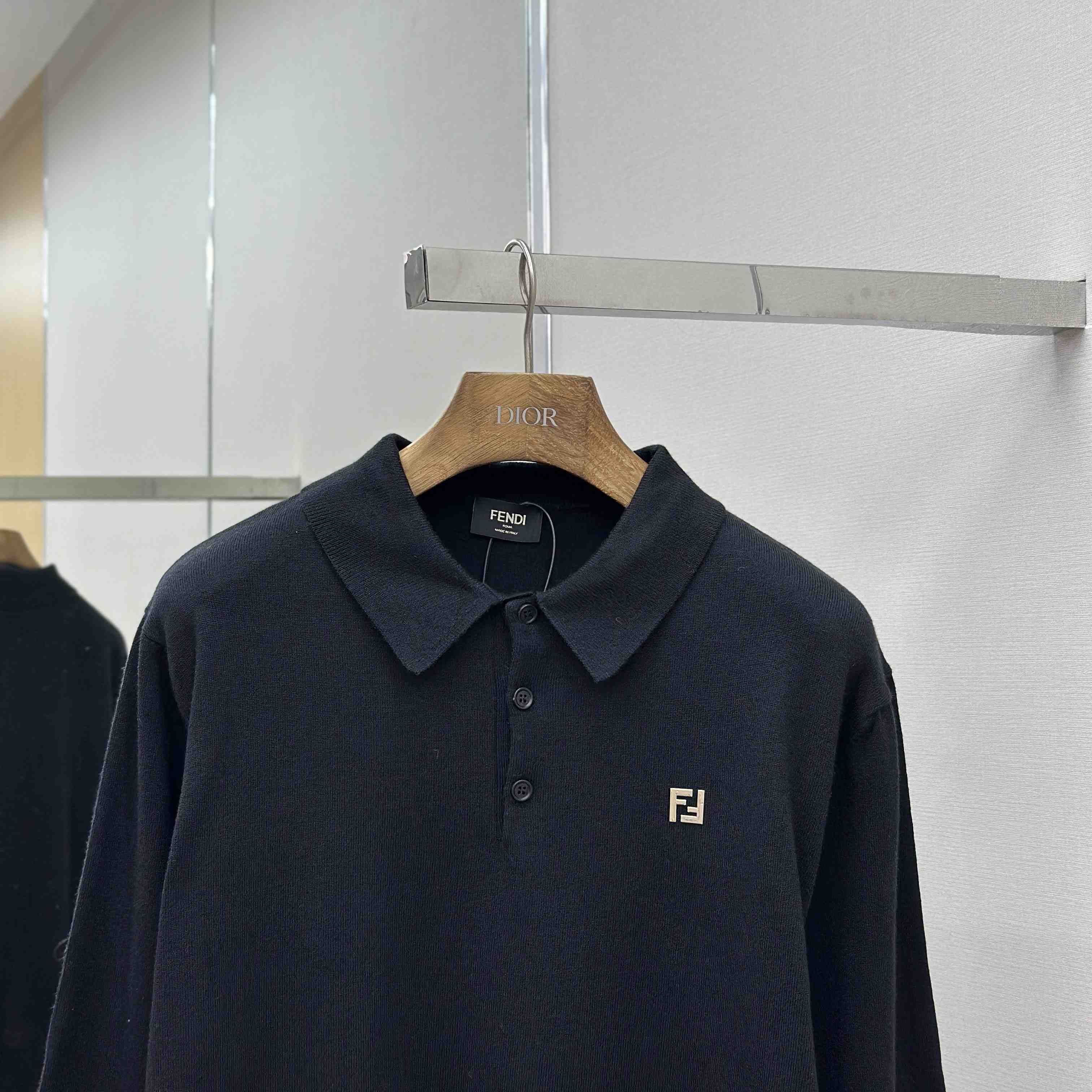 Fendi Black Wool Polo Shirt - EUR FASHION