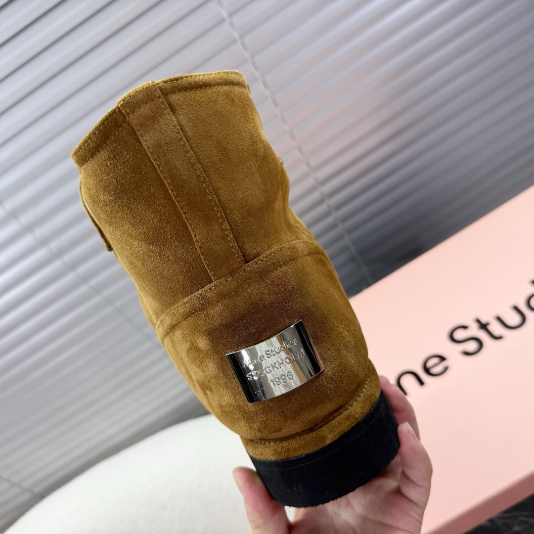 Acne Studios Tobacco Brown Shearling Leather Boots - EUR FASHION