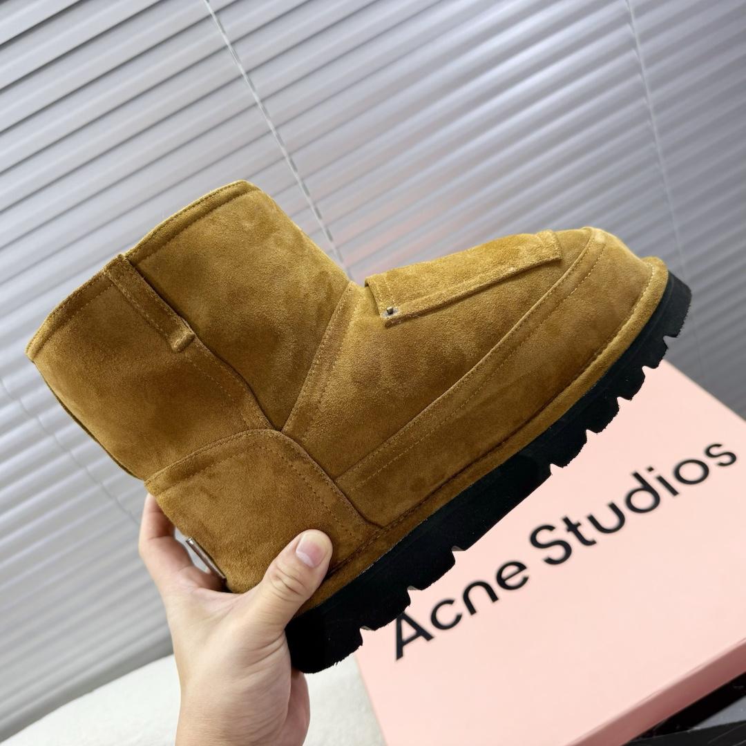Acne Studios Tobacco Brown Shearling Leather Boots - EUR FASHION