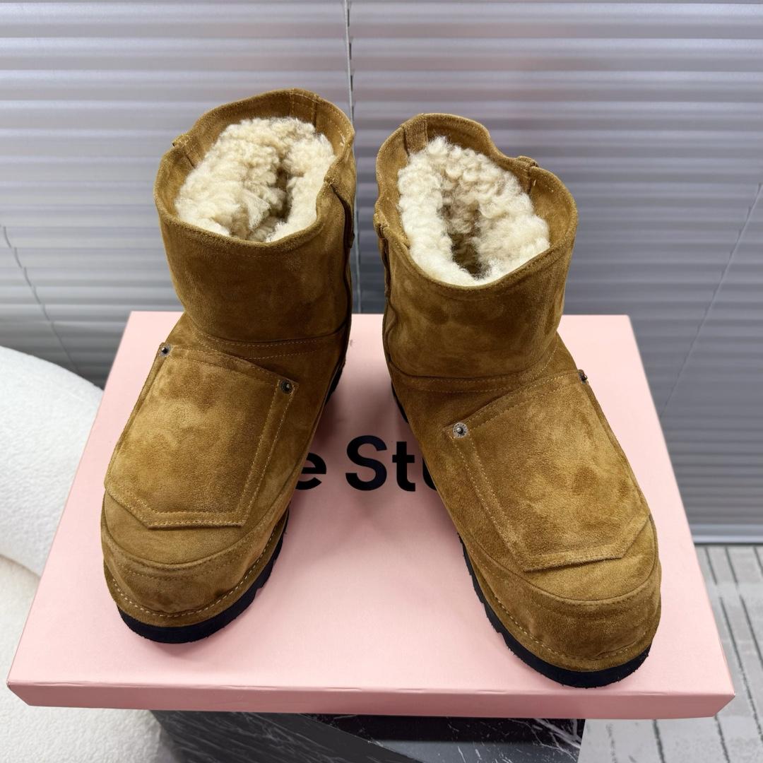 Acne Studios Tobacco Brown Shearling Leather Boots - EUR FASHION
