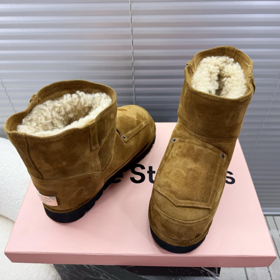 Acne Studios Tobacco Brown Shearling Leather Boots - EUR FASHION