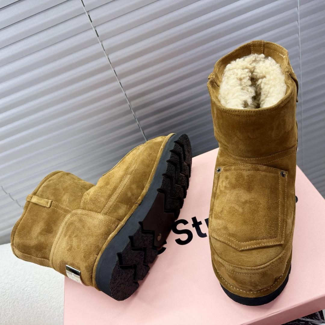 Acne Studios Tobacco Brown Shearling Leather Boots - EUR FASHION