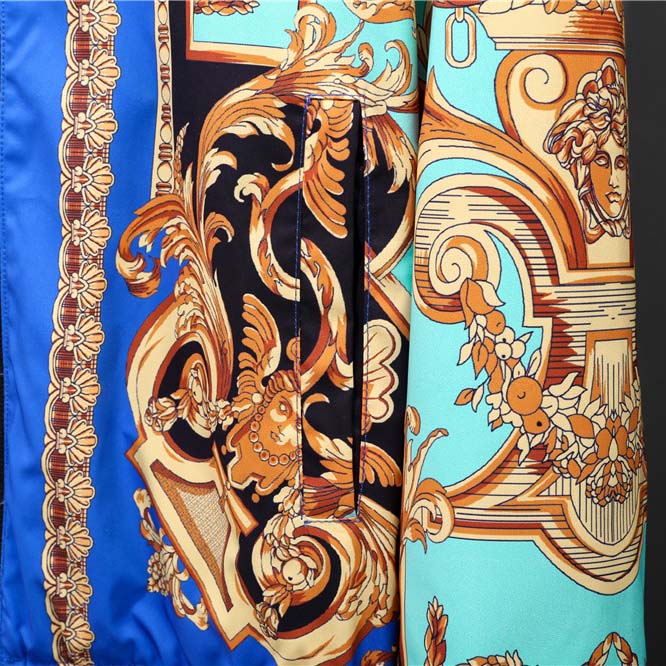 Versace Eros Baroque Printed Blue Golden Zip Up Bomber Jacket - EUR FASHION