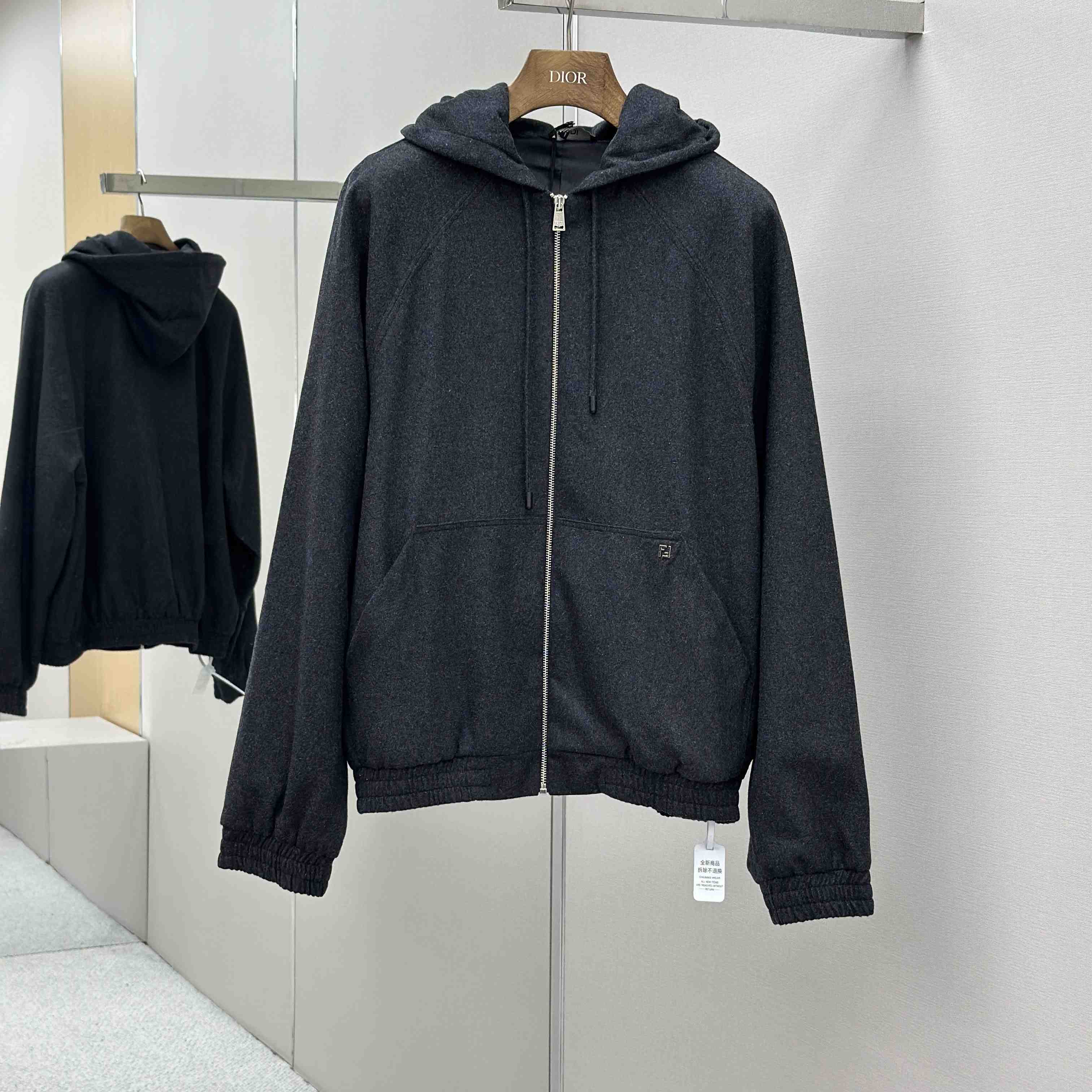 Fendi Dark Grey Cashmere Sweatshirt - EUR FASHION