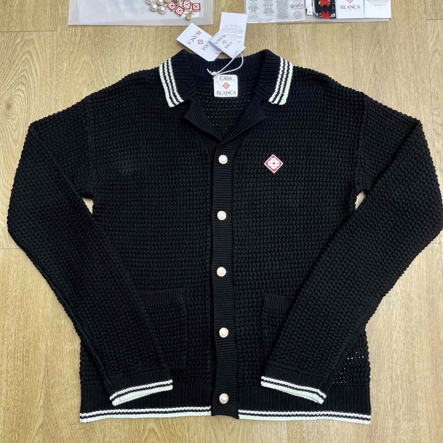 Casablanca Buttoned Ribbed Knit Cardigan   D0114 - EUR FASHION