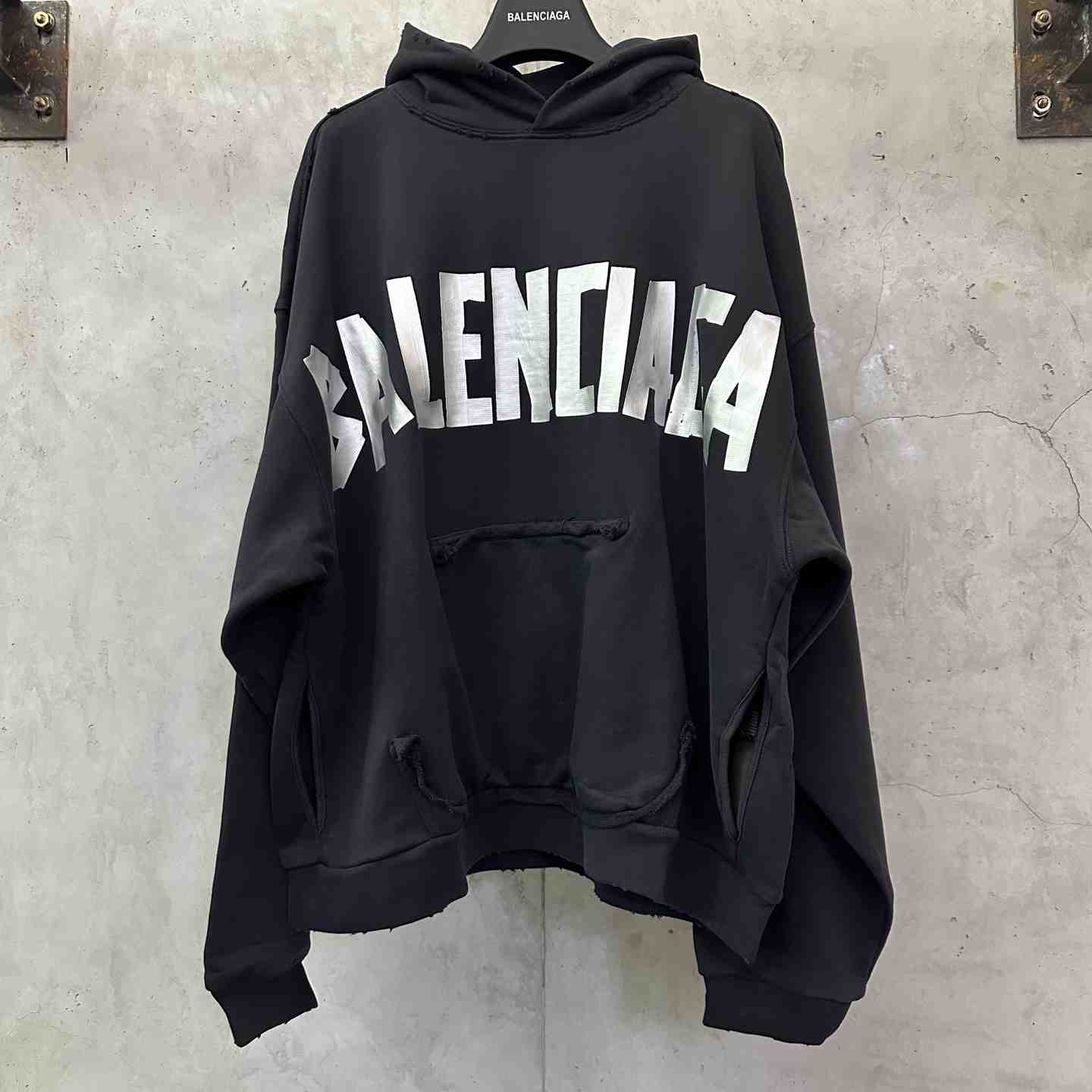 Balenciaga Tape Type Ripped Hoodie - EUR FASHION