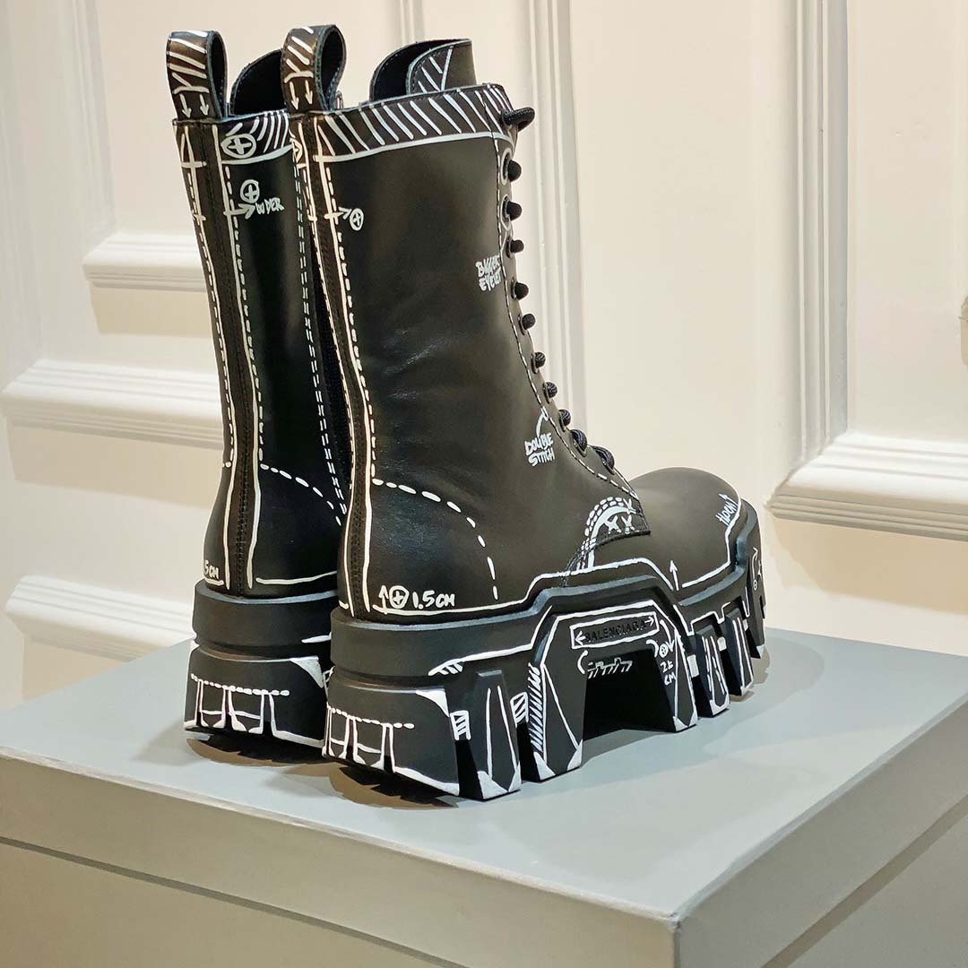 Balenciaga Bulldozer Lace-Up Boot In Black  - EUR FASHION