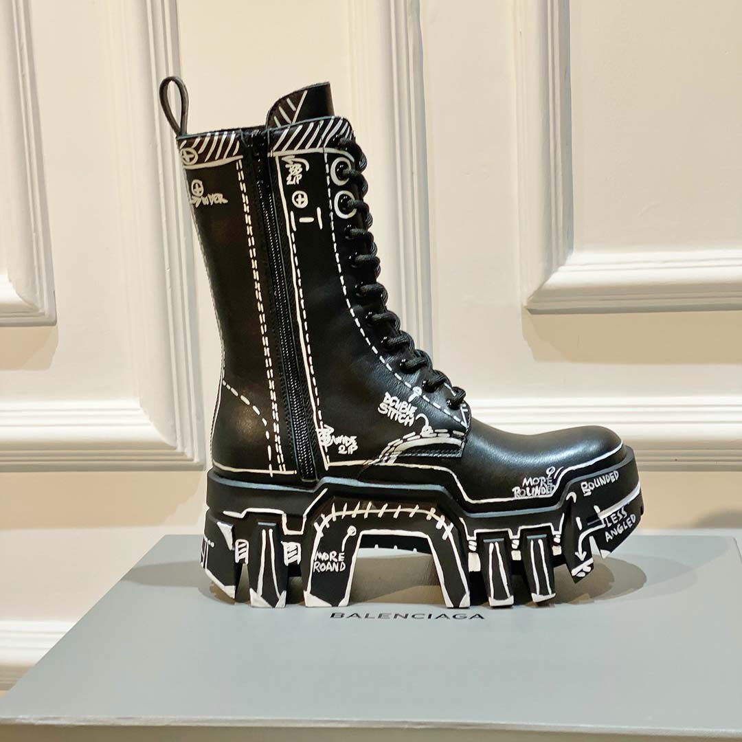 Balenciaga Bulldozer Lace-Up Boot In Black  - EUR FASHION