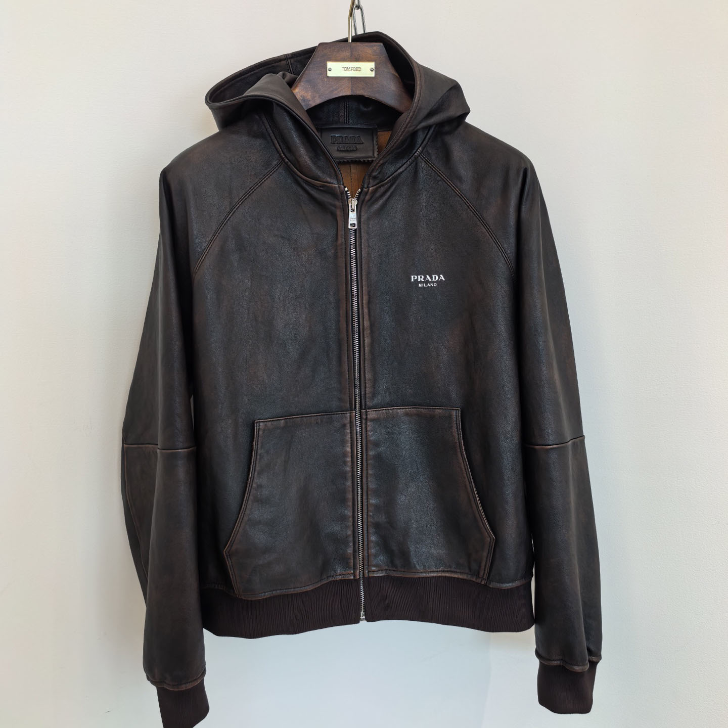 Prada Nappa Leather Hoodie Jacket - EUR FASHION