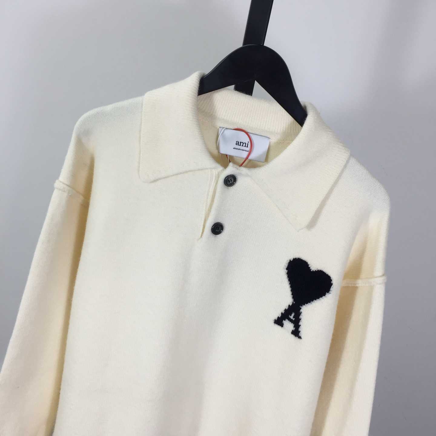 AMI Paris Ami De Coeur Wool Polo Shirt - EUR FASHION