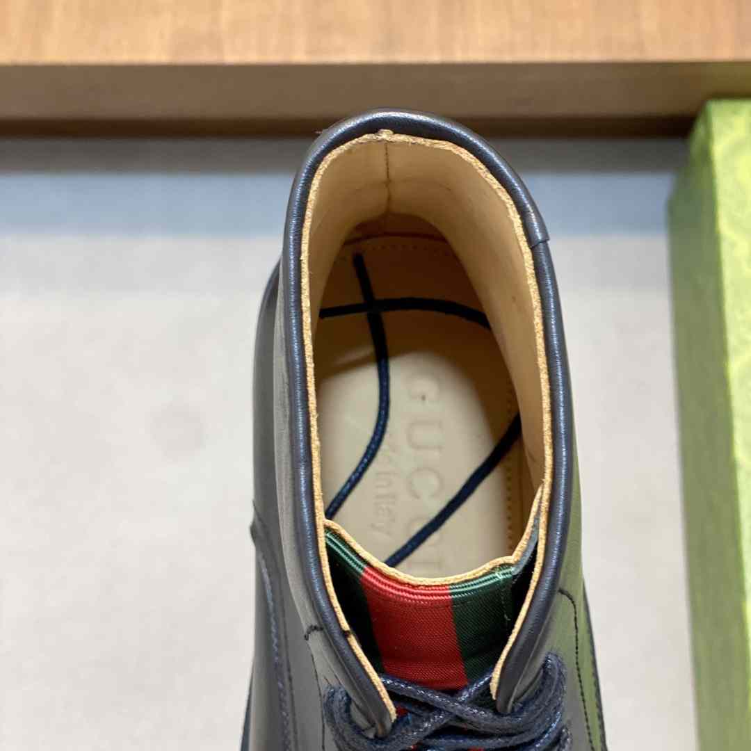 Gucci Men's Leather Lace-Up Boots - EUR FASHION