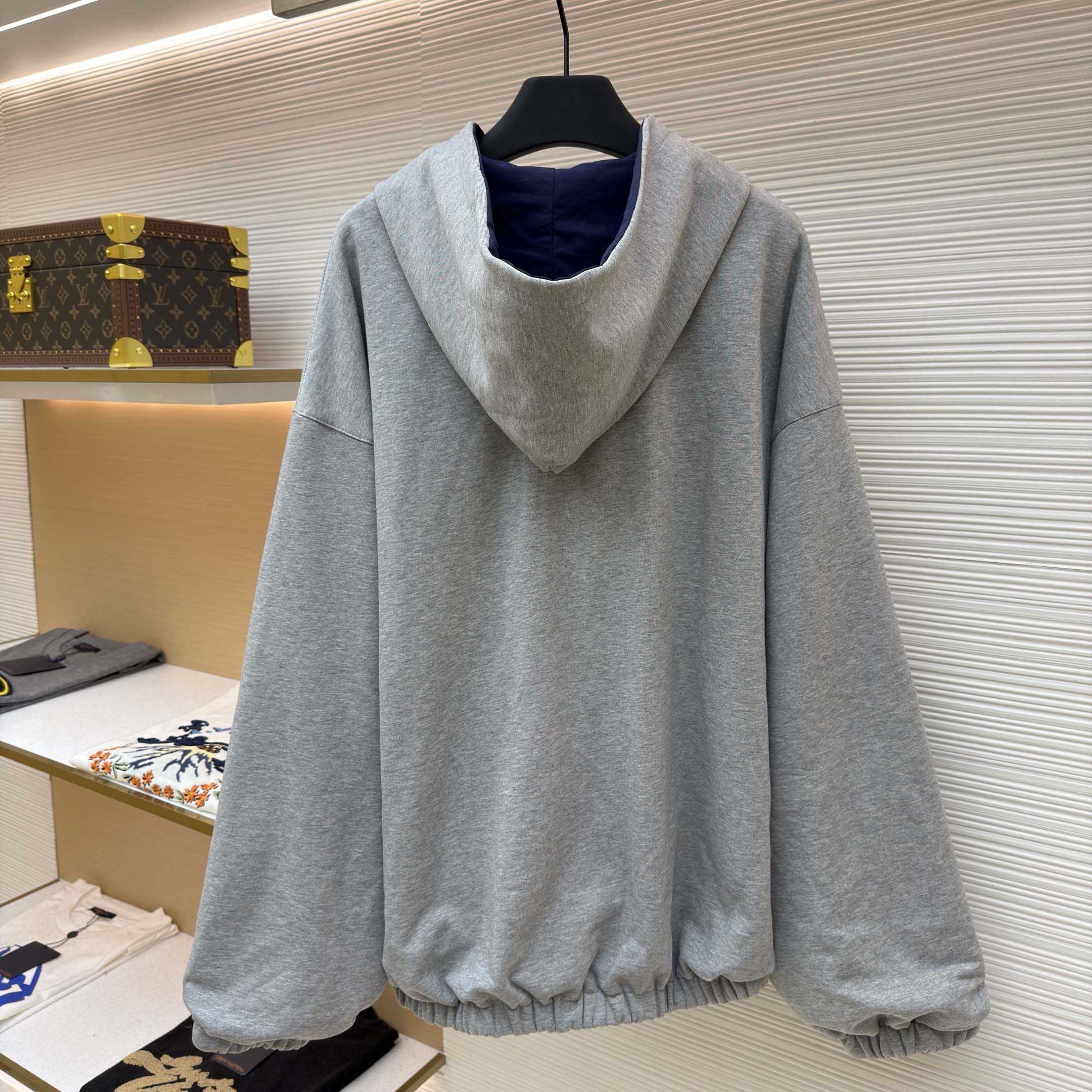 Balenciaga Navy Blue Reversible Jacket With Hood - EUR FASHION