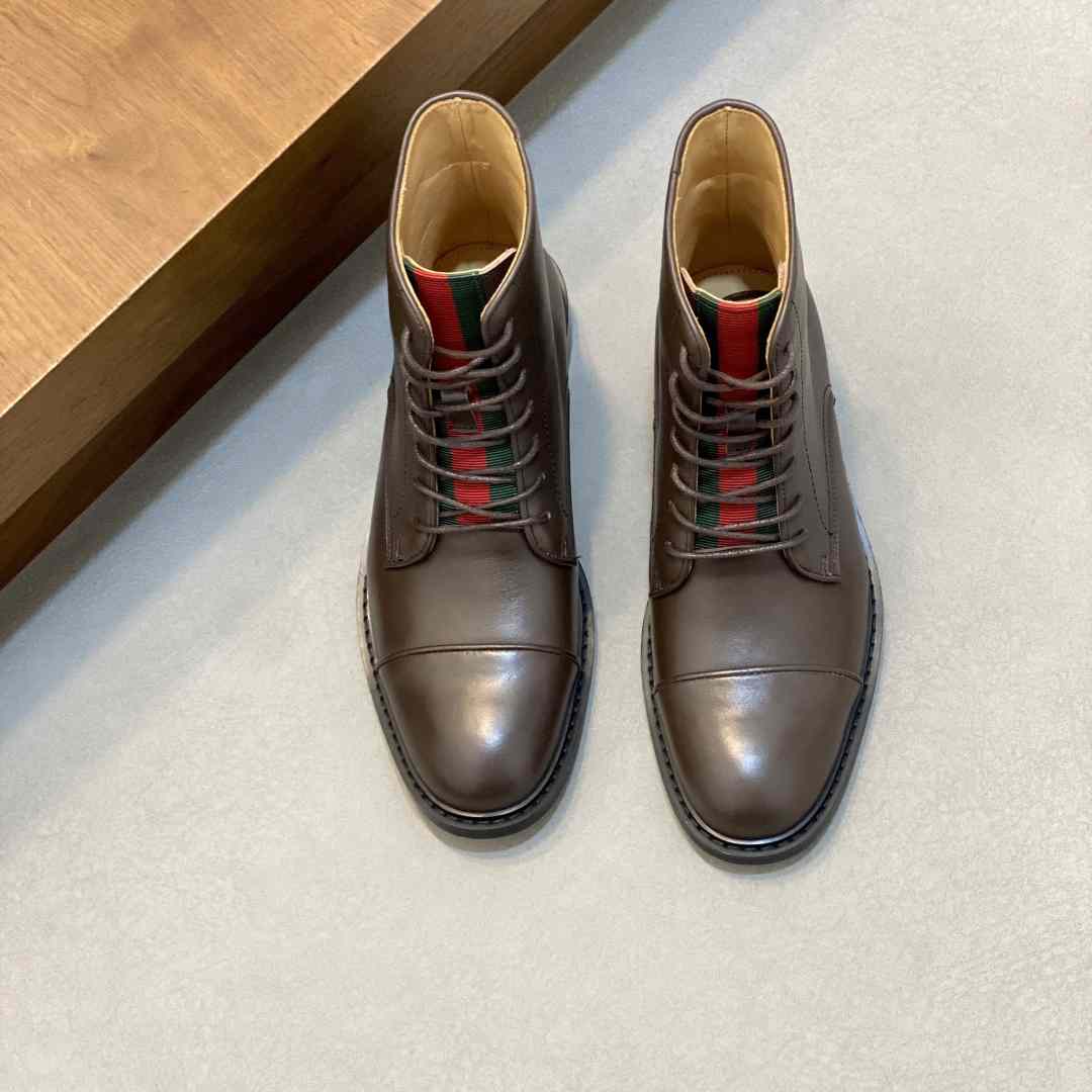 Gucci Men's Leather Lace-Up Boots - EUR FASHION