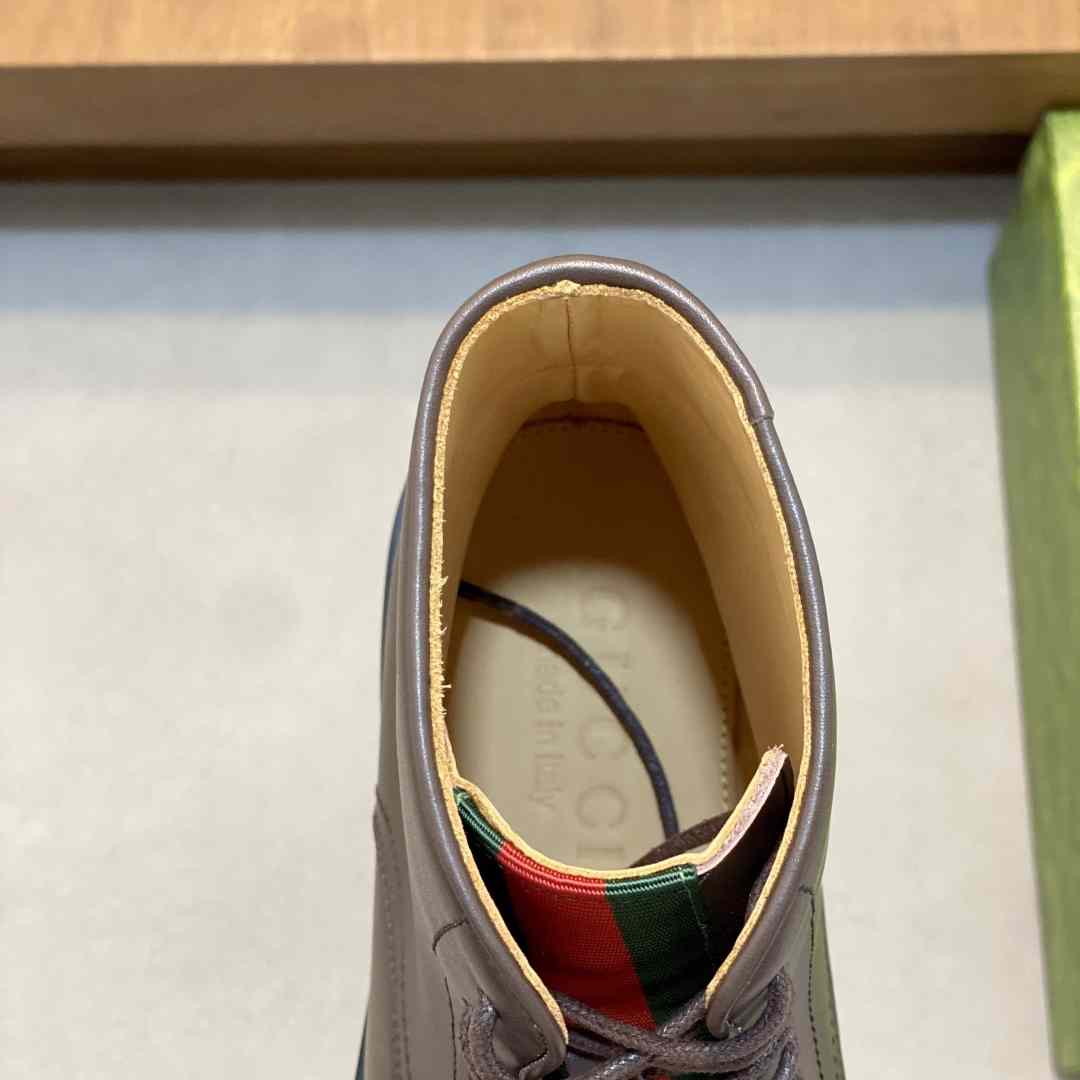 Gucci Men's Leather Lace-Up Boots - EUR FASHION