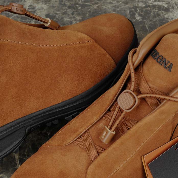 Zegna Dark Foliage Suede Triple Stitch™ Vetta Sneakers  - EUR FASHION