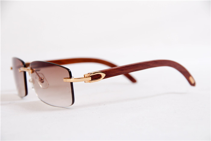 Cartier 3524012 Holz-Sonnenbrille mit großen Gläsern in Goldbraun - EUR FASHION