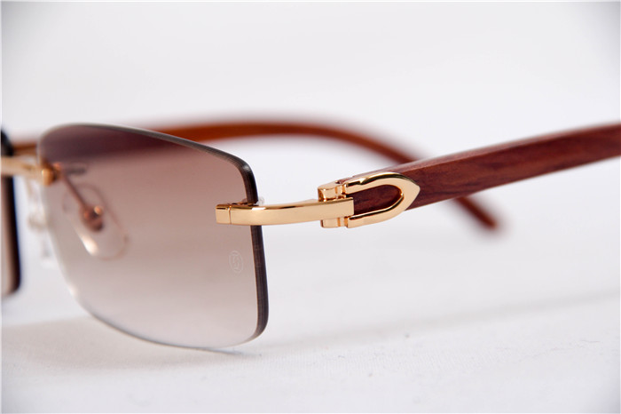 Cartier 3524012 Holz-Sonnenbrille mit großen Gläsern in Goldbraun - EUR FASHION