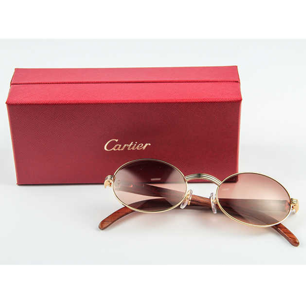 Cartier 7550178 55-22 Holzsonnenbrille in Goldbraun - EUR FASHION