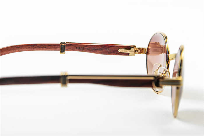 Cartier 7550178 55-22 Holzsonnenbrille in Goldbraun - EUR FASHION