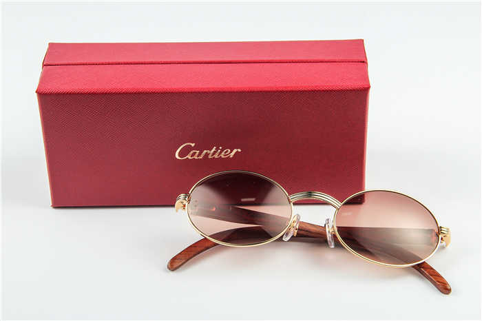 Cartier 7550178 55-22 Holzsonnenbrille in Goldbraun - EUR FASHION