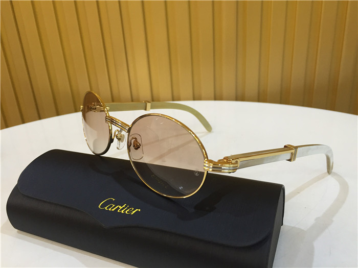 Cartier 7550178 55-22 White Curve Cattle Horn Sonnenbrille in Goldbraun - EUR FASHION