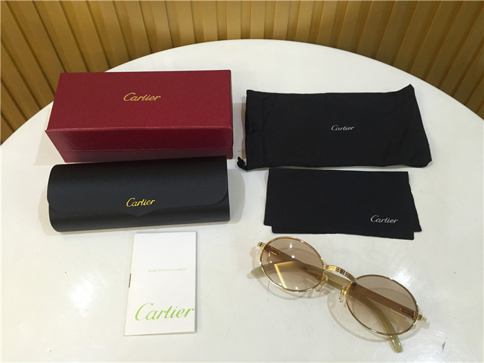 Cartier 7550178 55-22 White Curve Cattle Horn Sonnenbrille in Goldbraun - EUR FASHION